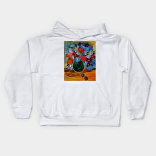 Some abstract carnations in blue and orange flowers Kids Hoodie